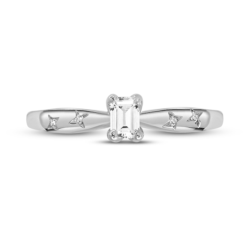 Main Image 3 of Diamond Engagement Ring 1/3 ct tw Round/Emerald 14K White Gold