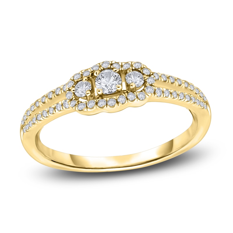 Diamond 3-Stone Ring 1/3 ct tw Round 14K Yellow Gold