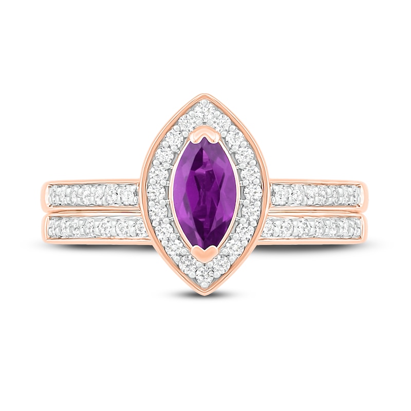 Main Image 2 of Natural Amethyst Engagement Ring 1/3 ct tw Diamonds 14K Rose Gold
