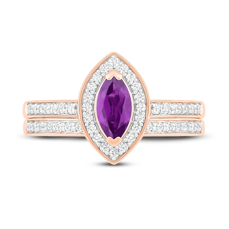 Natural Amethyst Engagement Ring 1/3 ct tw Diamonds 14K Rose Gold