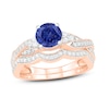 Thumbnail Image 1 of Natural Blue Sapphire Bridal Set 3/8 ct tw Diamonds 14K Rose Gold