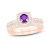 Thumbnail Image 1 of Natural Amethyst Bridal Set 1/3 ct tw Diamonds 14K Rose Gold