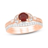Thumbnail Image 1 of Natural Garnet Bridal Set 1/4 ct tw Diamonds 14K Rose Gold