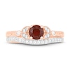 Thumbnail Image 2 of Natural Garnet Bridal Set 1/4 ct tw Diamonds 14K Rose Gold