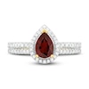 Thumbnail Image 2 of Natural Garnet Bridal Set 1/3 ct tw Diamonds 14K Yellow Gold