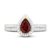 Thumbnail Image 1 of Natural Garnet Bridal Set 1/3 ct tw Diamonds 14K Yellow Gold