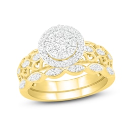 Diamond Bridal Set 3/8 ct tw Round 14K Yellow Gold