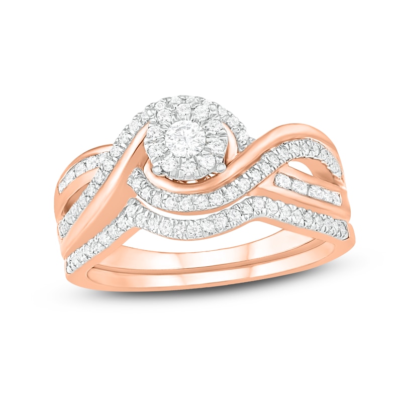 Main Image 1 of Diamond Bridal Set 1/2 ct tw Round 14K Rose Gold