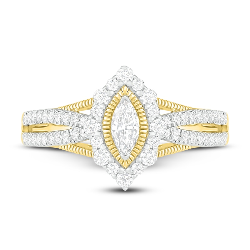 Main Image 2 of Diamond Engagement Ring 3/4 ct tw Marquise/Round 14K Yellow Gold