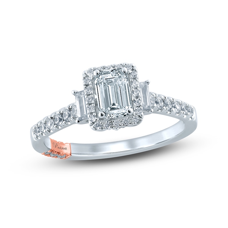 Main Image 1 of Pnina Tornai Deco Love 2 Diamond Engagement Ring 7/8 ct tw Emerald/Round/ Baguette 14K White Gold