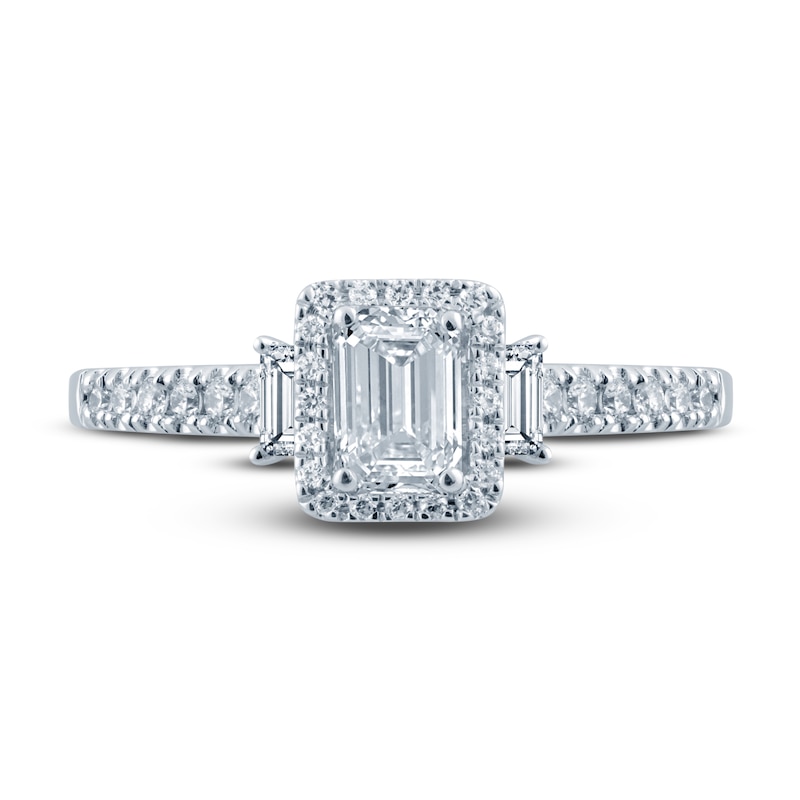 Main Image 3 of Pnina Tornai Deco Love 2 Diamond Engagement Ring 7/8 ct tw Emerald/Round/ Baguette 14K White Gold