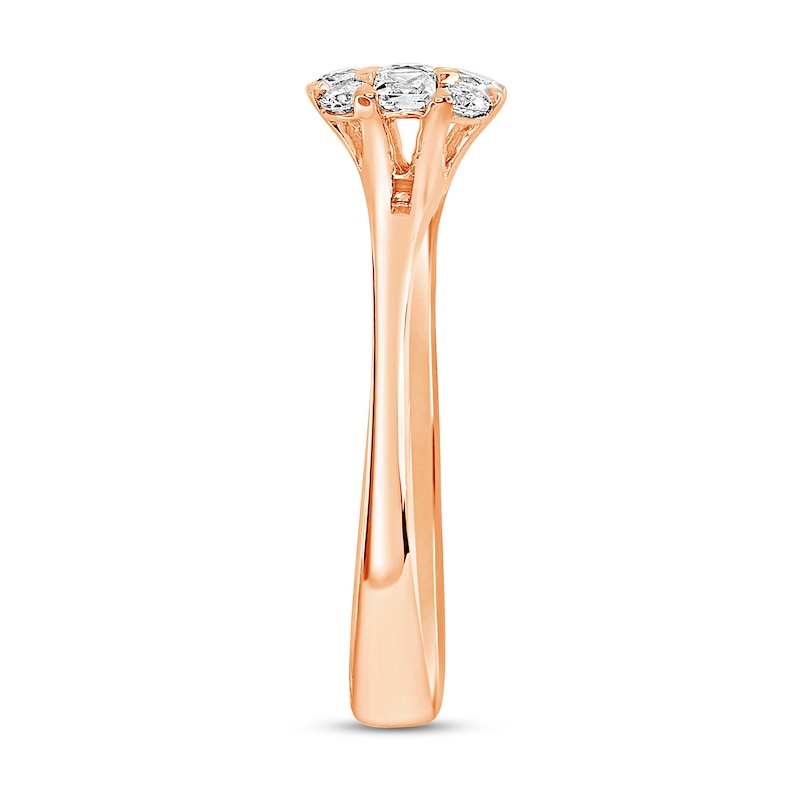 Main Image 2 of Diamond Engagement Ring 1/2 ct tw Round/Princess 14K Rose Gold