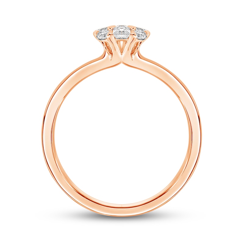 Main Image 4 of Diamond Engagement Ring 1/2 ct tw Round/Princess 14K Rose Gold