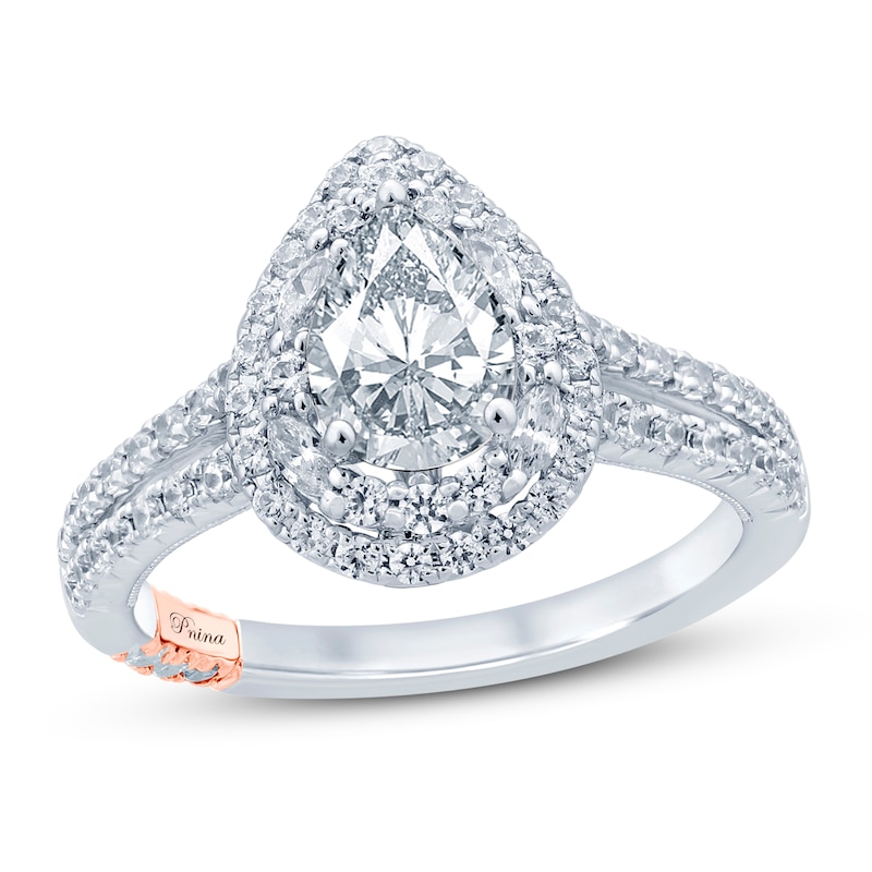 Pnina Tornai Can't Stop Loving You Diamond Engagement Ring 1-5/8 ct tw Pear-shaped/Marquise/Round 14K White Gold