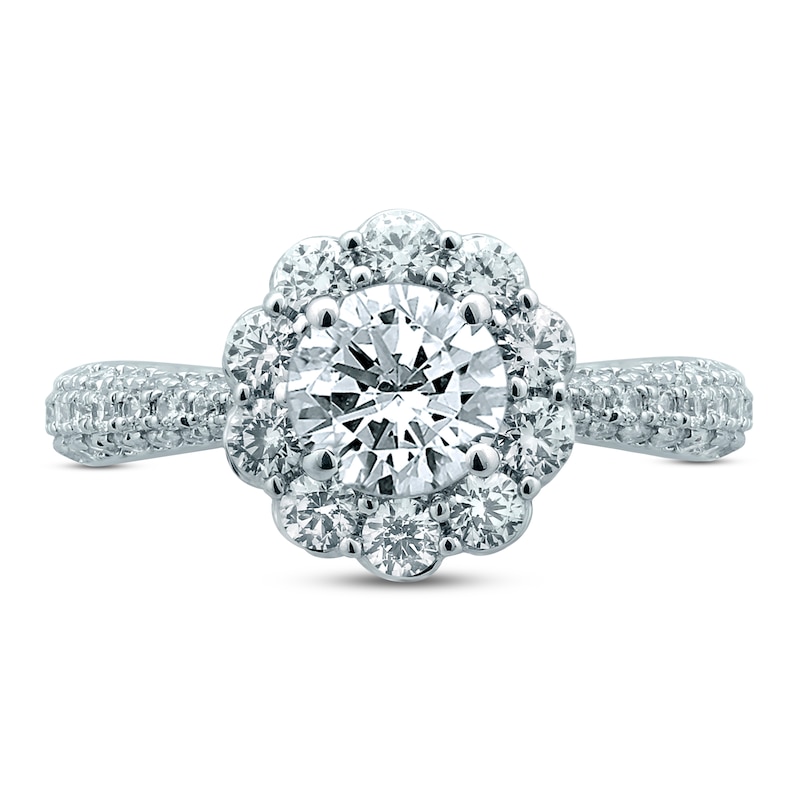 Pnina Tornai Romantic Rose Diamond Engagement Ring 2-1/3 ct tw Round 14K White Gold