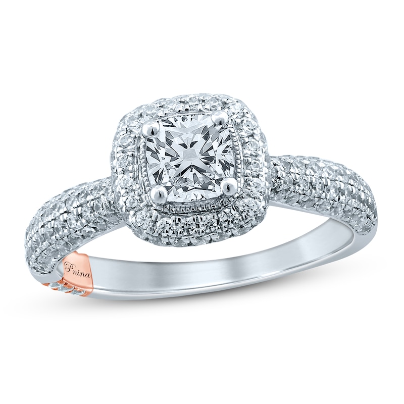 Pnina Tornai Until The End Of Time Diamond Engagement Ring 1-1/8 ct tw Cushion/Round 14K White Gold