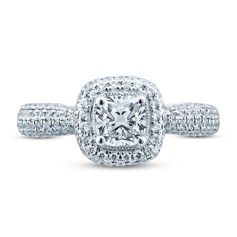 Main Image 3 of Pnina Tornai Until The End Of Time Diamond Engagement Ring 1-1/8 ct tw Cushion/Round 14K White Gold