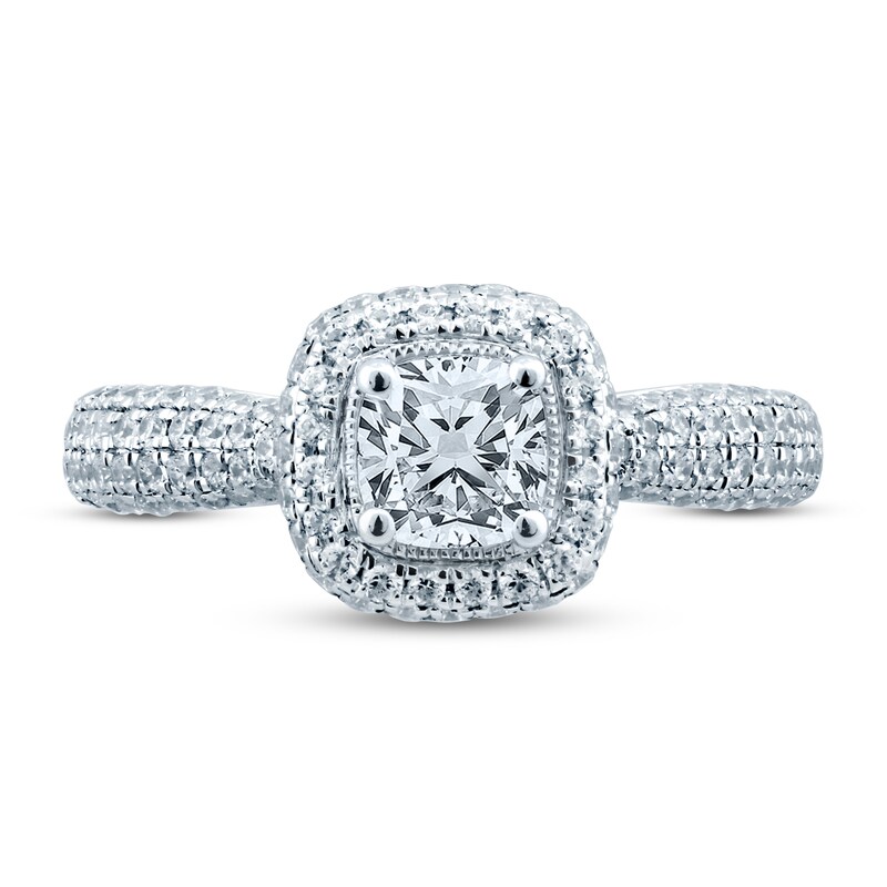 Pnina Tornai Until The End Of Time Diamond Engagement Ring 1-1/8 ct tw Cushion/Round 14K White Gold