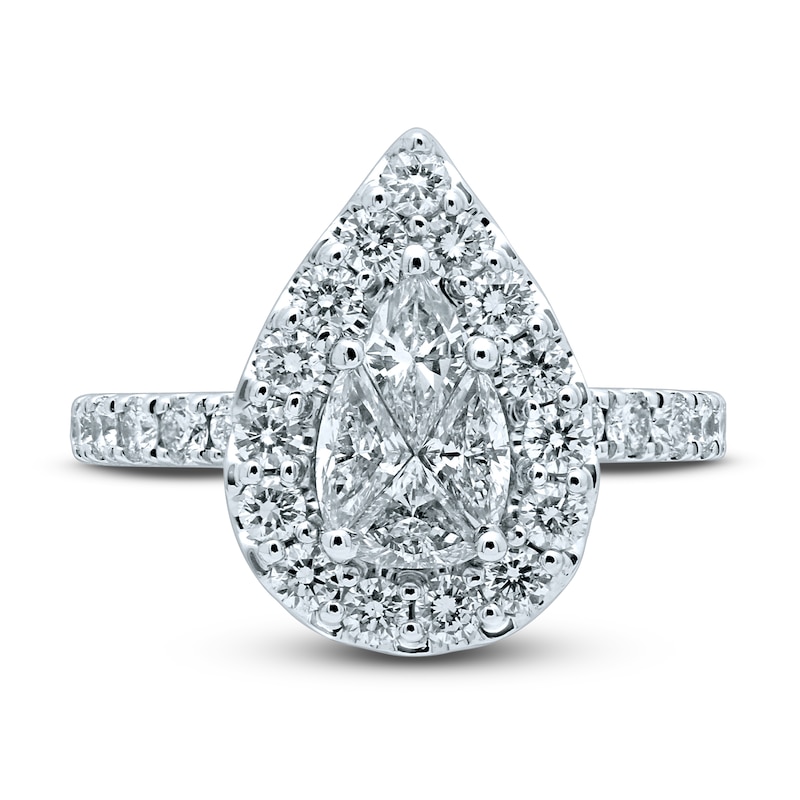Pnina Tornai Exclusive Love Diamond Engagement Ring 1-3/4 ct tw Pie/Round 14K White Gold
