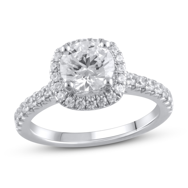 Lab-Created Diamond Engagement Ring 2 ct tw Round 14K White Gold