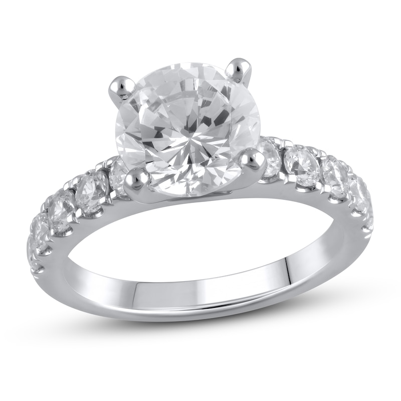 Lab-Created Diamond Engagement Ring 3-1/6 ct tw Round 14K White Gold