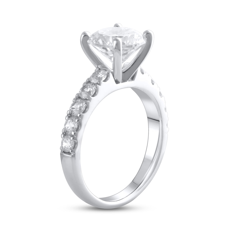 Lab-Created Diamond Engagement Ring 3-1/6 ct tw Round 14K White Gold