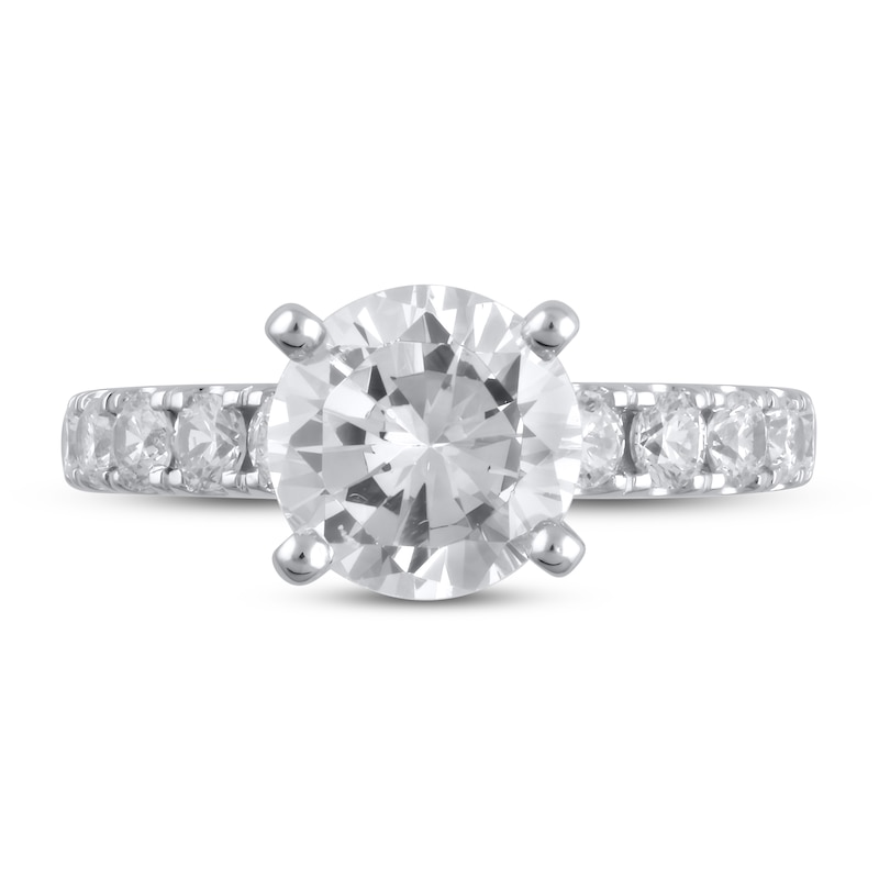 Lab-Created Diamond Engagement Ring 3-1/6 ct tw Round 14K White Gold