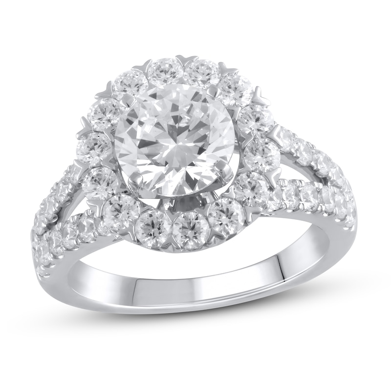 Lab-Created Diamond Engagement Ring 3-3/8 ct tw Round 14K White Gold