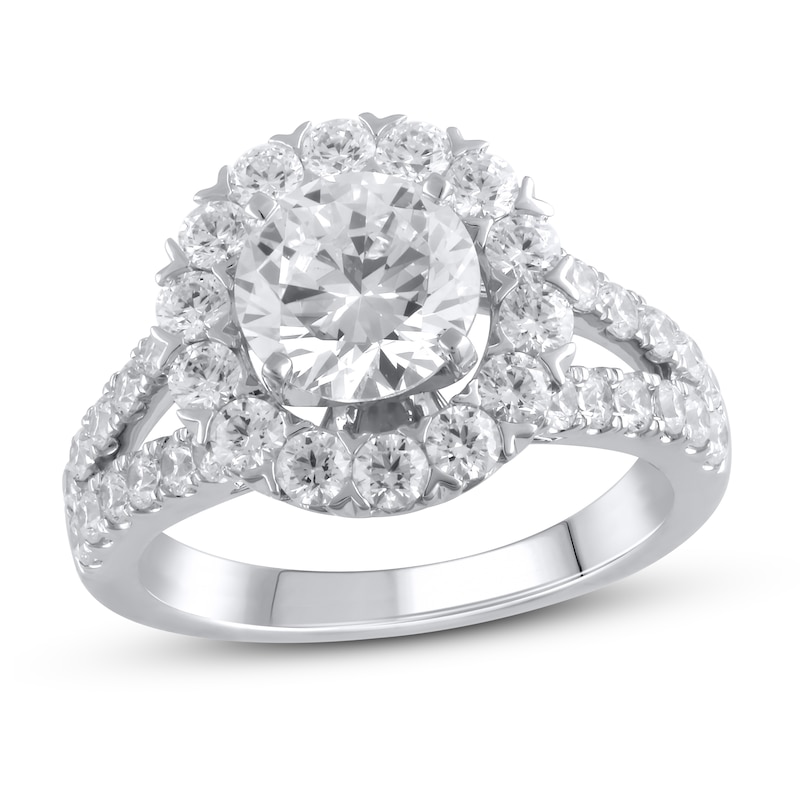 Main Image 1 of Lab-Grown Diamond Engagement Ring 3-3/8 ct tw Round 14K White Gold