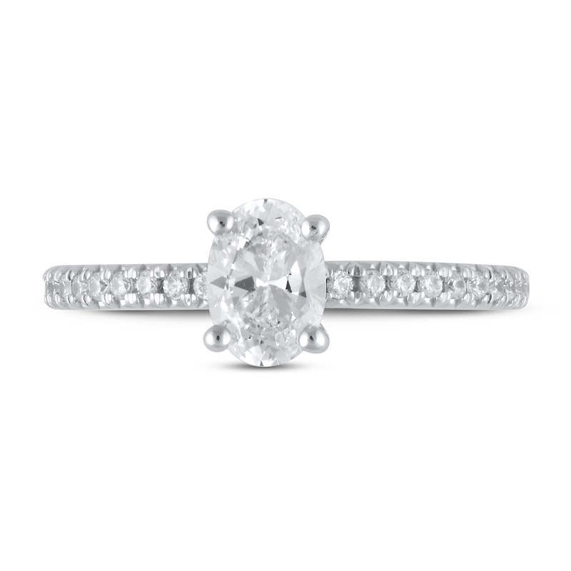 Main Image 3 of Lab-Grown Diamond Engagement Ring 1 ct tw Oval/Round 14K White Gold