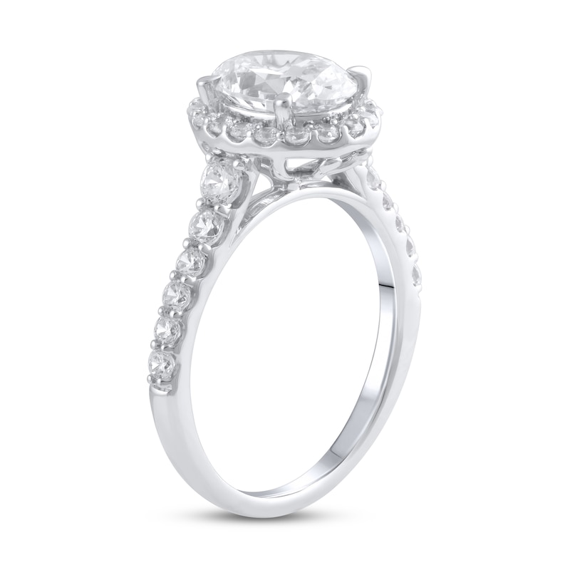Lab-Created Diamond Engagement Ring 2-3/4 ct tw Oval/Round 14K White Gold