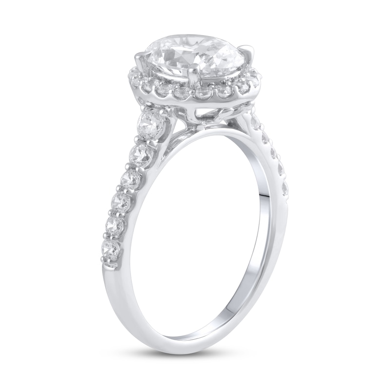 Main Image 2 of Lab-Grown Diamond Engagement Ring 2-3/4 ct tw Oval/Round 14K White Gold