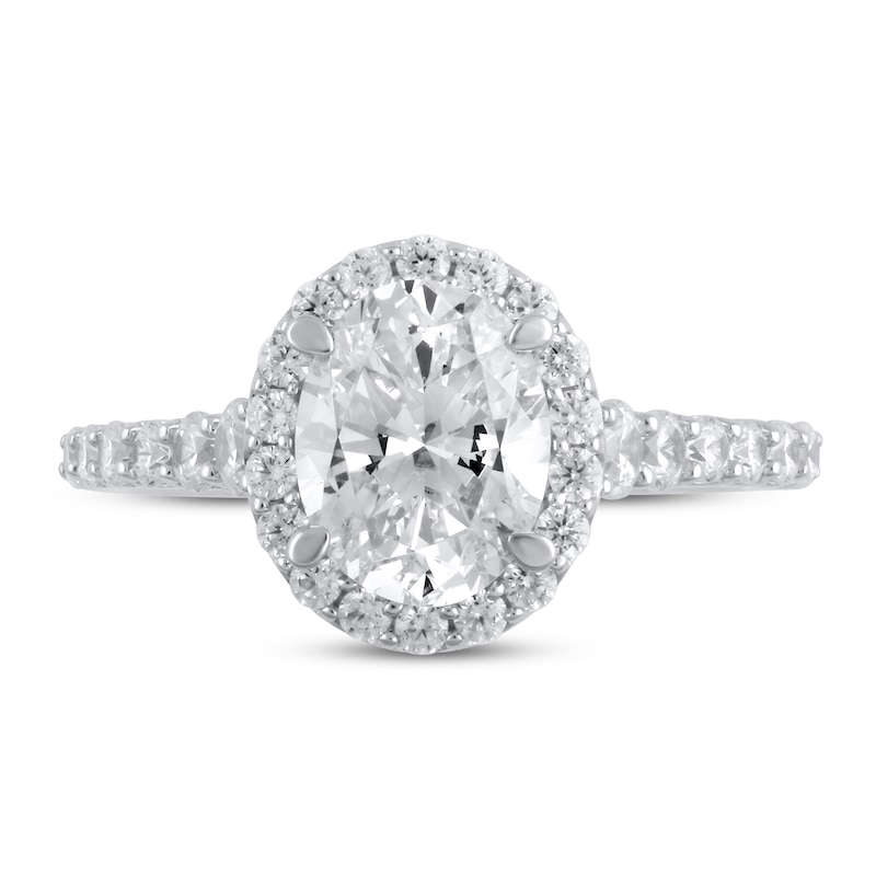 Lab-Created Diamond Engagement Ring 2-3/4 ct tw Oval/Round 14K White Gold
