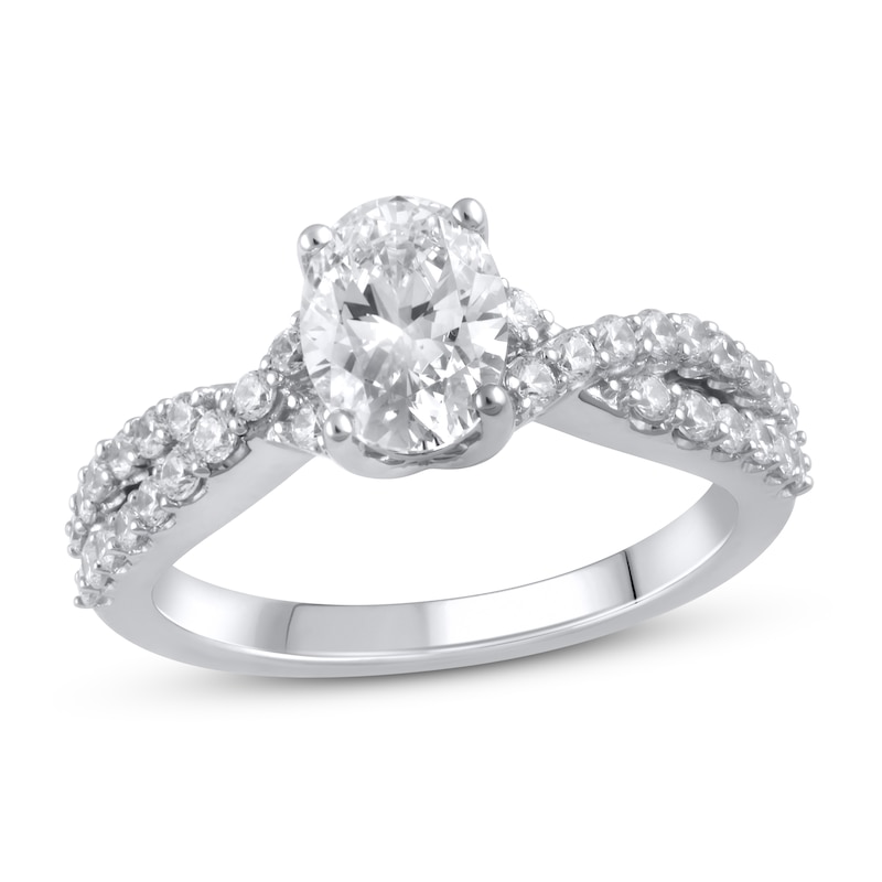 Lab-Created Diamond Engagement Ring 2 ct tw Oval 14K White Gold