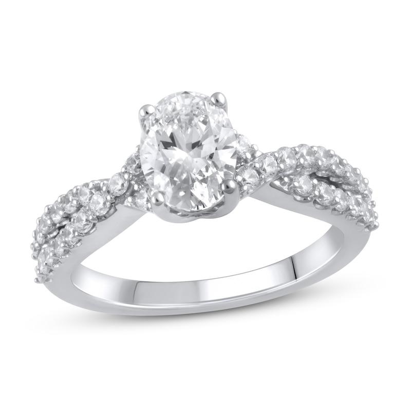 Main Image 1 of Lab-Grown Diamond Engagement Ring 2 ct tw Oval 14K White Gold
