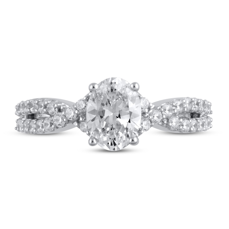 Main Image 3 of Lab-Grown Diamond Engagement Ring 2 ct tw Oval 14K White Gold