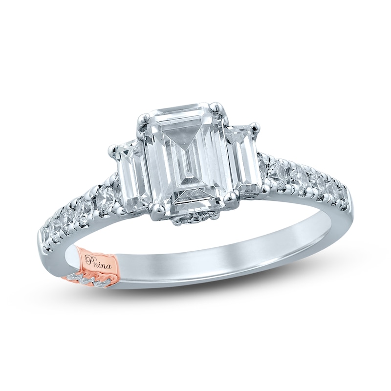 Main Image 1 of Pnina Tornai Deco Love Diamond Engagement Ring 1-3/4 ct tw Emerald/Round/ Baguette 14K White Gold