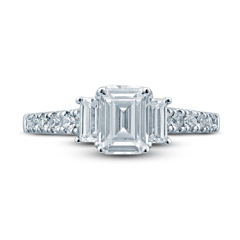Main Image 3 of Pnina Tornai Deco Love Diamond Engagement Ring 1-3/4 ct tw Emerald/Round/ Baguette 14K White Gold
