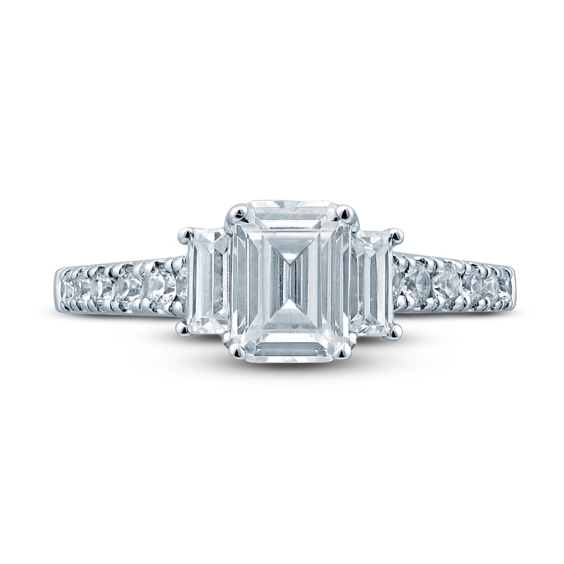 Pnina Tornai Deco Love Diamond Engagement Ring 1-3/4 ct tw Emerald/Round/ Baguette 14K White Gold