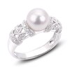 Thumbnail Image 2 of Akoya Cultured Pearl Engagement Ring 1/8 ct wt Diamonds 14K White Gold