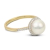 Thumbnail Image 1 of Akoya Cultured Pearl Engagement Ring 1/5 ct tw Diamonds 14K Yellow Gold
