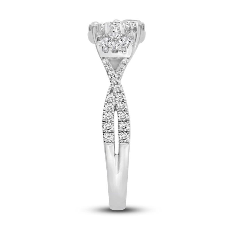 Main Image 2 of Diamond 3-Stone Engagement Ring 1 ct tw Round 14K White Gold