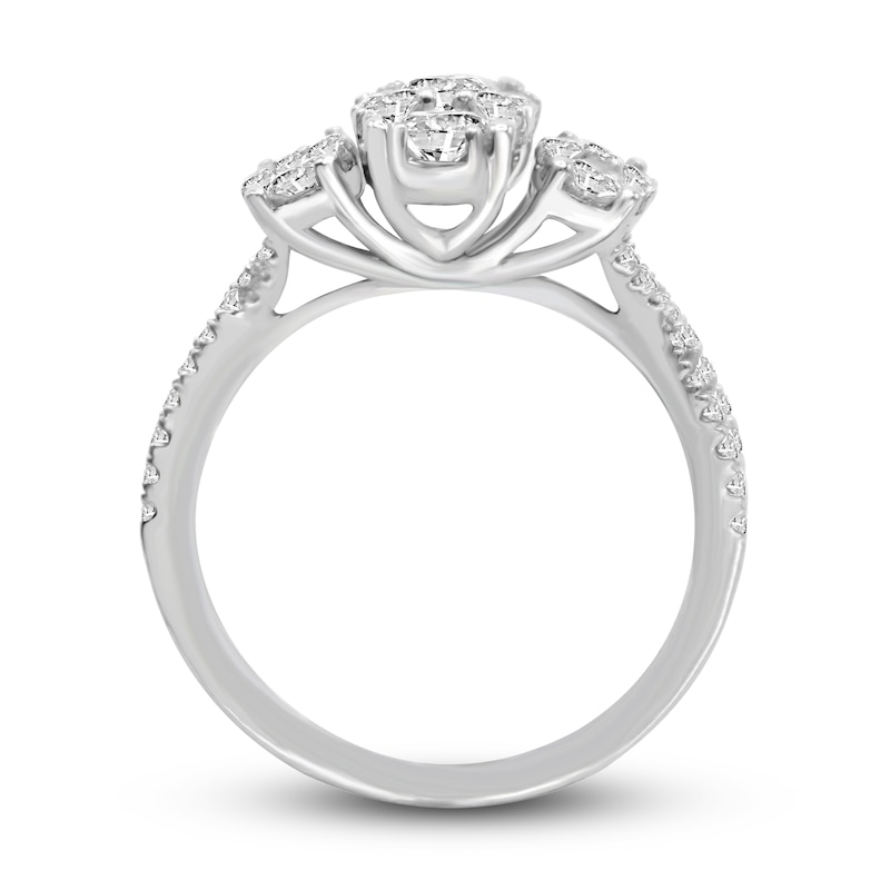 Diamond 3-Stone Engagement Ring 1 ct tw Round 14K White Gold