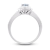 Thumbnail Image 1 of Natural Aquamarine Engagement Ring 1/4 ct tw Diamonds 14K White Gold 7.0mm x 5.0mm