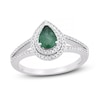 Thumbnail Image 1 of Natural Emerald Engagement Ring 1/4 ct tw Diamonds 14K White Gold