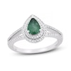 Thumbnail Image 0 of Natural Emerald Engagement Ring 1/4 ct tw Diamonds 14K White Gold