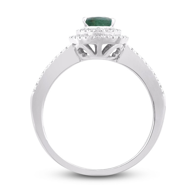 Main Image 2 of Natural Emerald Engagement Ring 1/4 ct tw Diamonds 14K White Gold