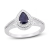 Thumbnail Image 0 of Natural Blue Sapphire Engagement Ring 1/4 ct tw Diamonds 14K White Gold