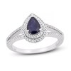 Thumbnail Image 0 of Natural Blue Sapphire Engagement Ring 1/4 ct tw Diamonds 14K White Gold