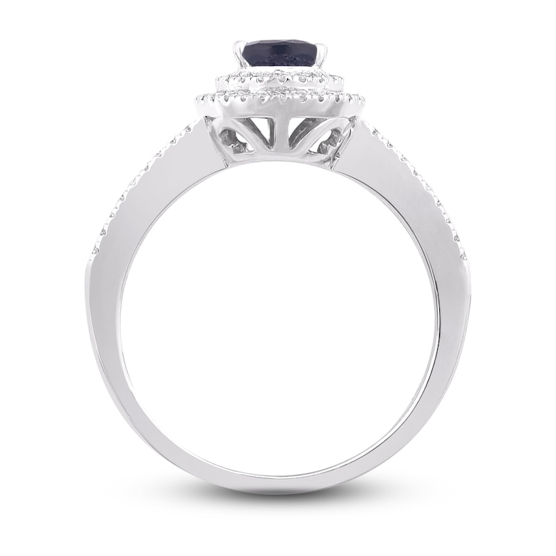 Main Image 2 of Natural Blue Sapphire Engagement Ring 1/4 ct tw Diamonds 14K White Gold